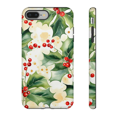 Christmas Holly on a Golden Background - Impact Resistant Phone Case iPhone 8 Plus Matte
